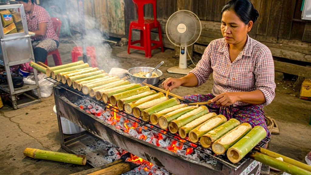 Masakan Tradisional lemang bambu